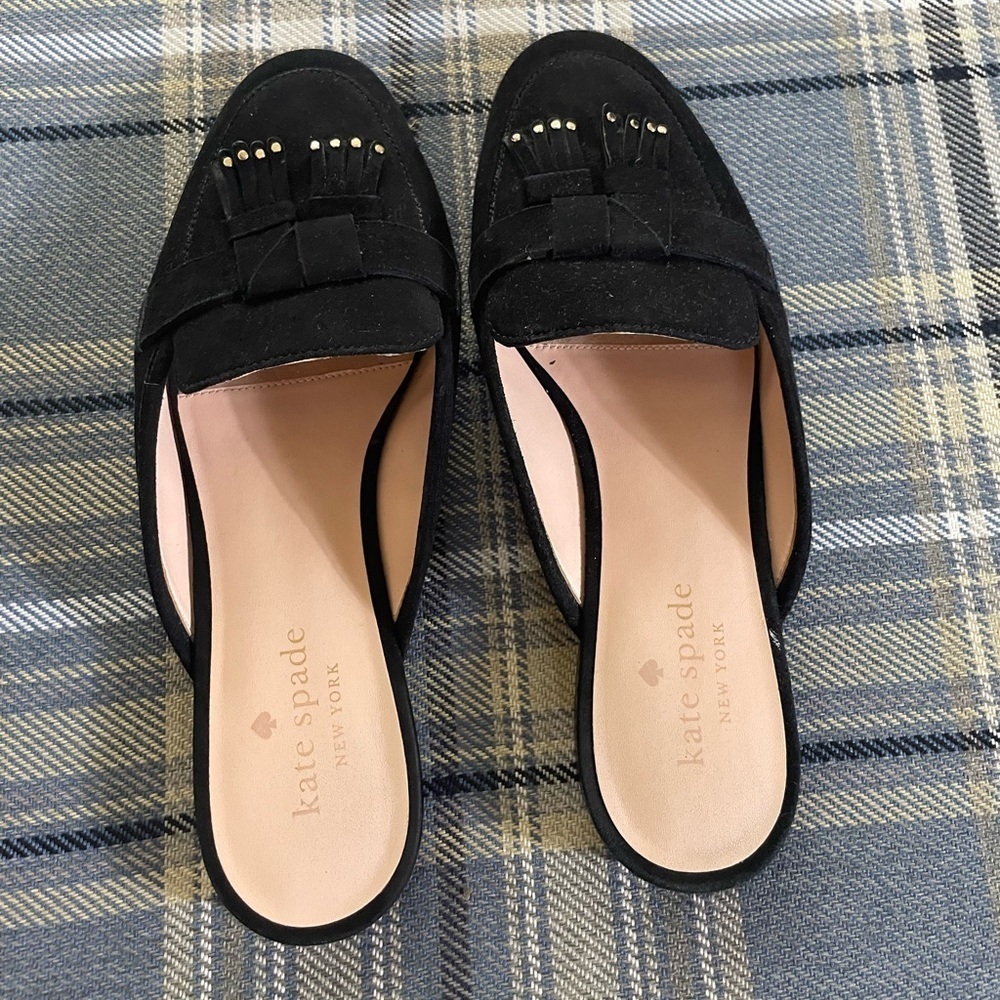 Kate Spade "Berkley" slip on mule women slide black suede